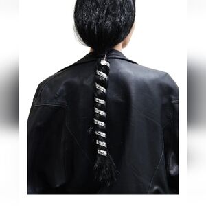 Hair Twisters 12" silver with hook and beaded charms